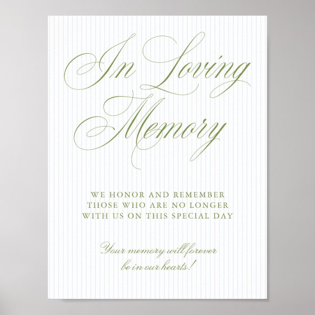 Poster Sage Green & Soft Blue In Loving Memory Sign (Frente)