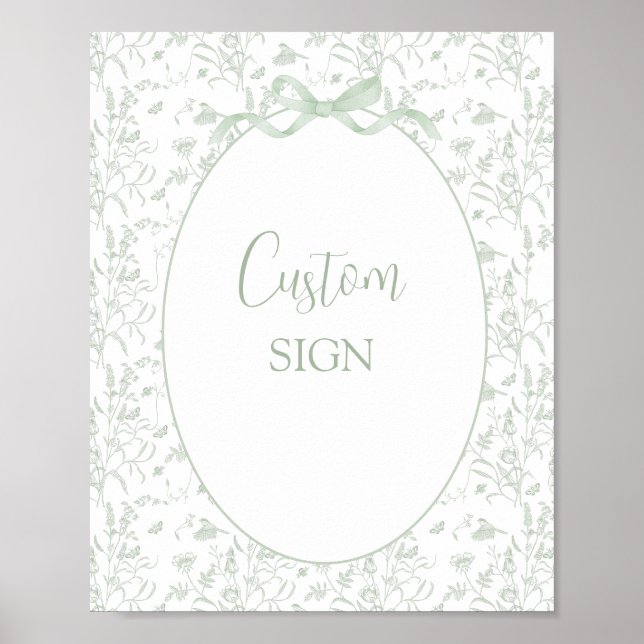 Poster Sage Green Toile Custom sign (Frente)