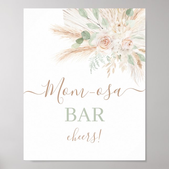 Poster Sage Green Tropical Mimosa Bar (Frente)