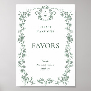 Poster Sage Green Victorian Ornamentado Floral favorece c