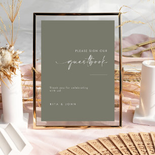 Poster Sage Green Weding Por Favor Assinar Nosso Sinal Gu