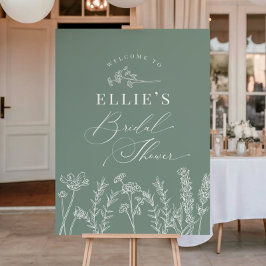 Poster Sage Green Wildflower Bridal Shower Welcome Sign