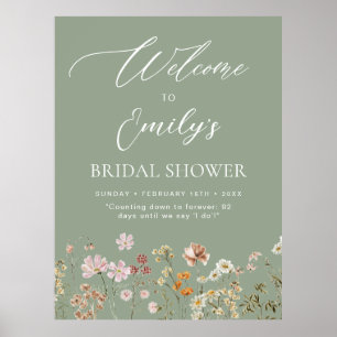 Poster Sage Green Wildflower Sinal de Boas-vindas