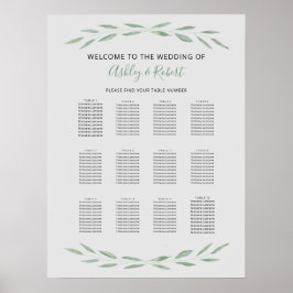 Poster Sage Greenerescing Wedding Seating Chart, Botanica