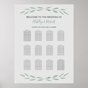 Poster Sage Greenerescing Wedding Seating Chart, Botanica