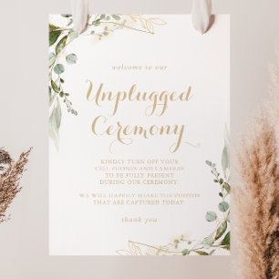 Poster Sage Greenery Eucalipto Dourado Cerimônia Sem Disp