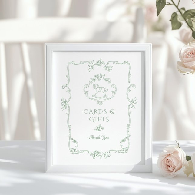 Poster Sage Rocking Horts Chinoiserie Cartões e presentes (Criador carregado)