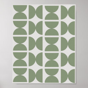 Poster Sage Verde Contemporâneo Retro Meia Lua 70s