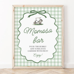 Poster Sage Verde Gingham Golf Mãe Bar Chá de Bebê
