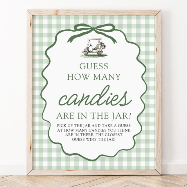 Poster Sage Verde Golfe Adivinhe Quantos Doces Chá de Beb (Sage Green Golf Guess How Many Candies Baby Shower Sign)