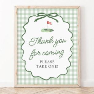 Poster Sage Verde Xadrez Golfe Obrigado por Virar Sinal