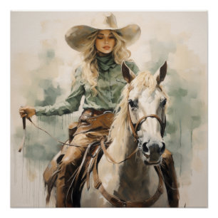Pôster Sagebrush Saddle: Arte de Muro de Cowgirl