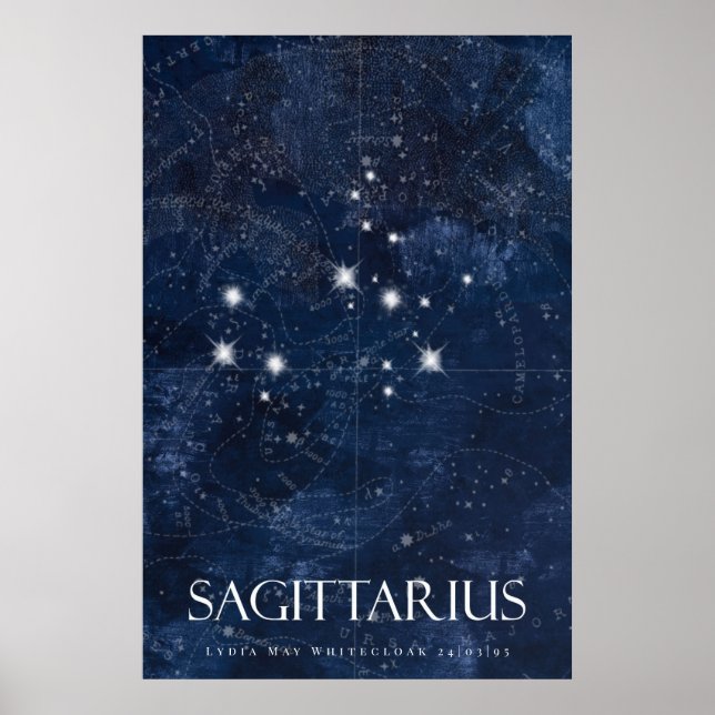 Poster sagitário com nome, cartaz zodiac (Frente)