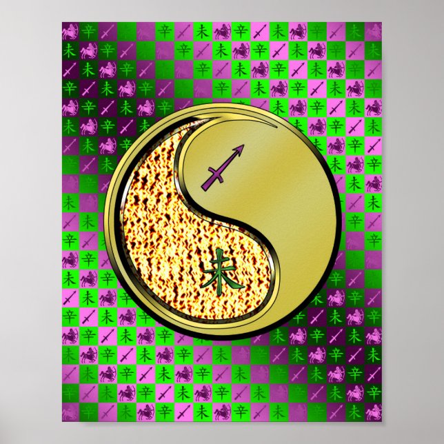 Poster Sagitário e Caprino Metálico (Frente)