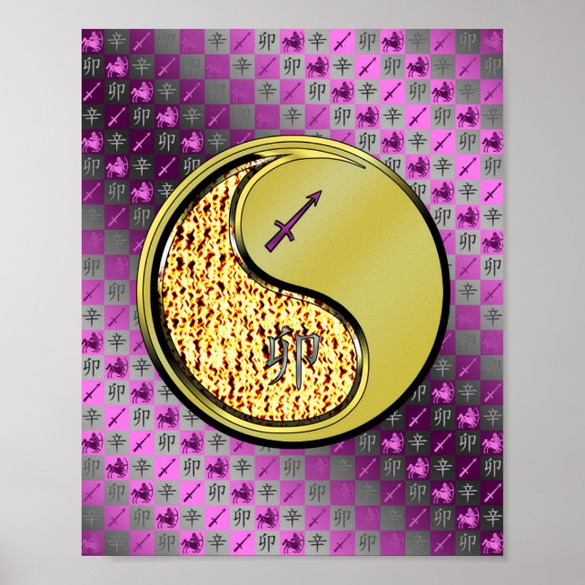 Poster Sagitário e Coelho Metálico (Frente)