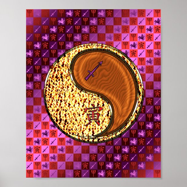 Poster Sagitário e madeira Tigre (Frente)