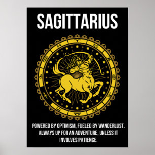Poster Sagitário - Horoscópio, Engraçado Sinal Zodiac Hum