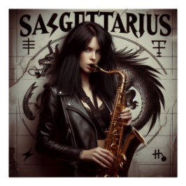 Pôster Sagitário Zodiac Musicoso Saxofone