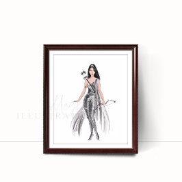 Poster Sagitário, zodíaco, esboço de moda,