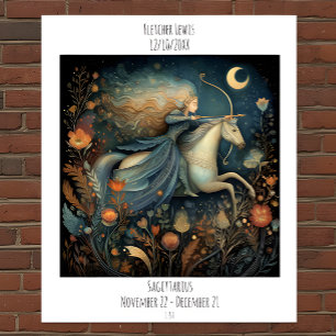 Poster Sagitário Zodíaco Nome de Astrologia & Aniversário