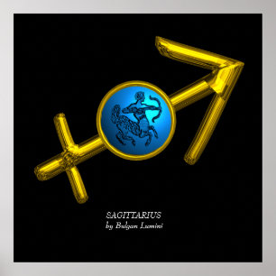 POSTER SAGITTARIUS / DOURADO SINAL DE ANIVERSÁRIO ZODIÁTI