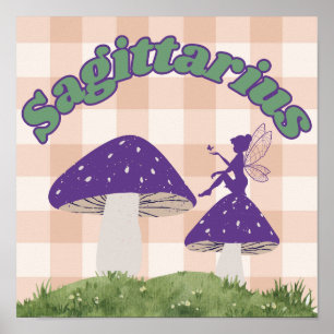 Poster Sagittarius Zodiac Cottagecore Fairy Mushroom