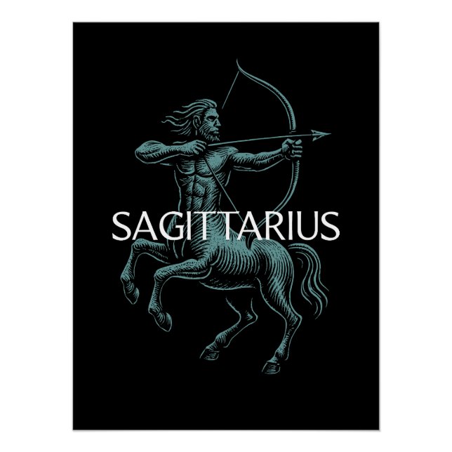 Pôster Sagittarius Zodiac – Vintage Centaur Archer  (Frente)