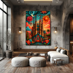 Poster Sagrada Familia Paisagem dos Sonhos do Sol e da Lu
