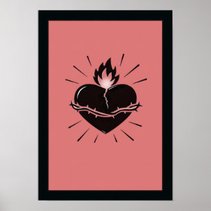 Poster Sagrado Coração Reimaginado – Arte Simbólica Minim