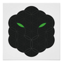 Pôster Sagrado Jaguar, cara de vida, preto.