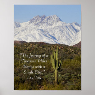 Poster Saguaro Cactus Snow Capped Mountains Arizona EUA