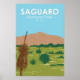 Poster Saguaro National Park Arizona Rincon Peak Vintage