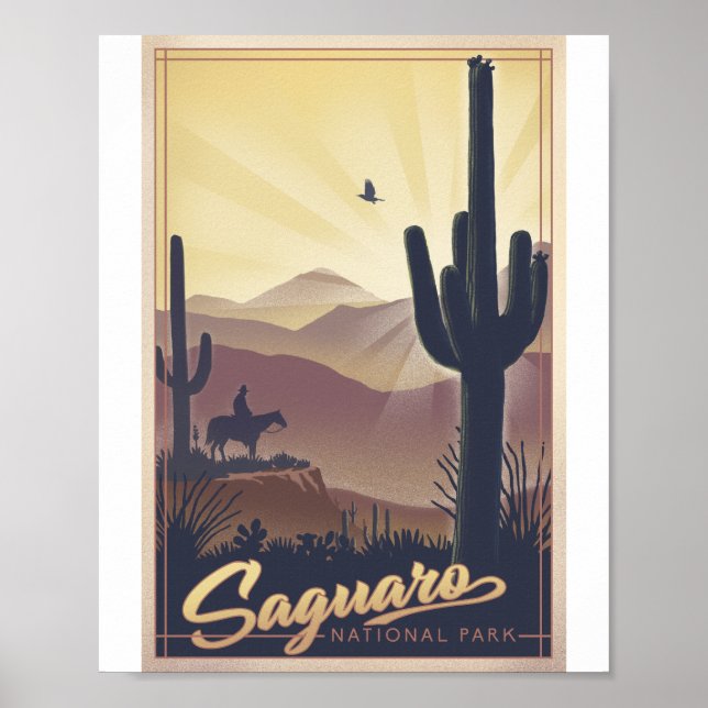 Poster Saguaro National Park Litho Trabalho de arte (Frente)