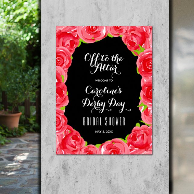 Poster Saia para o Chá de panela Altar Derby Bem-vindo (Off to the Altar Derby Bridal Shower Welcome Poster - INSTANT DOWNLOAD and/or PRINTED)