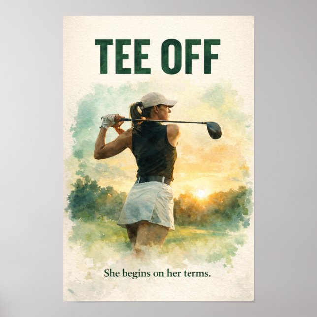 Poster Saída de golfe com jogadora de golfe (Frente)