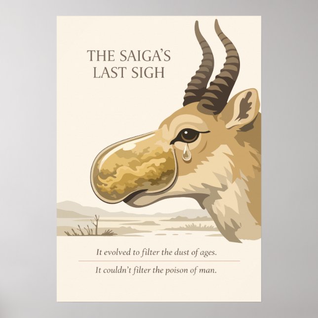 Poster Saiga Antelope Conservation Art (Frente)