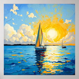 Poster Sailboat at Sunset