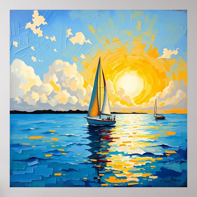 Poster Sailboat at Sunset (Frente)