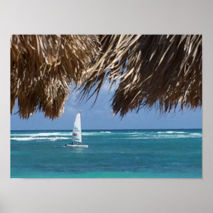 Poster Sailboat Beach Hawaii