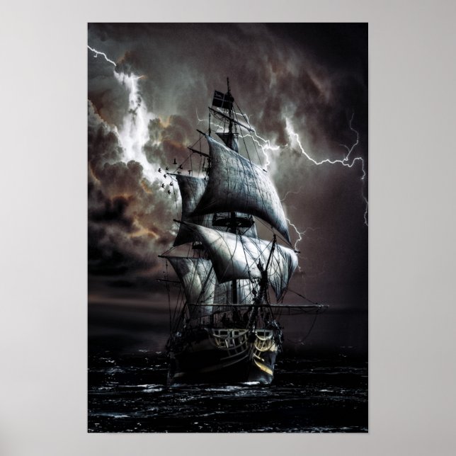 Poster Sailboat in the storm (Frente)