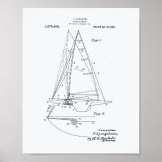 Pôster Sailboat Rigging 1921 - Patent Art - White Paper