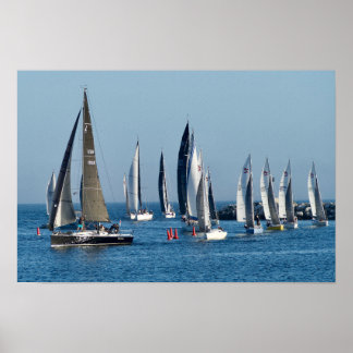 Poster Sailboats Entering Channel. Marina Del Rey, CA