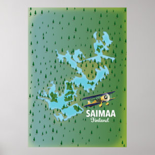 Poster Saimaa Lake Finland map