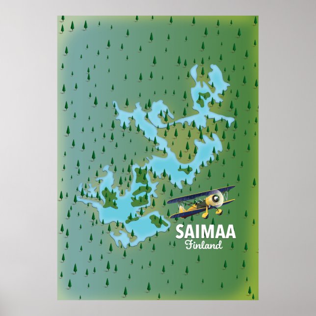 Poster Saimaa Lake Finland map (Frente)