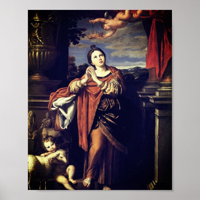 Poster Saint Agnes by Domenichino (c. 1620) (Frente)