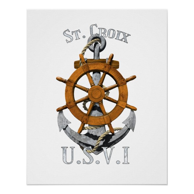 Pôster Saint Croix USVI Vacation Nautical Anchor Sailing (Frente)