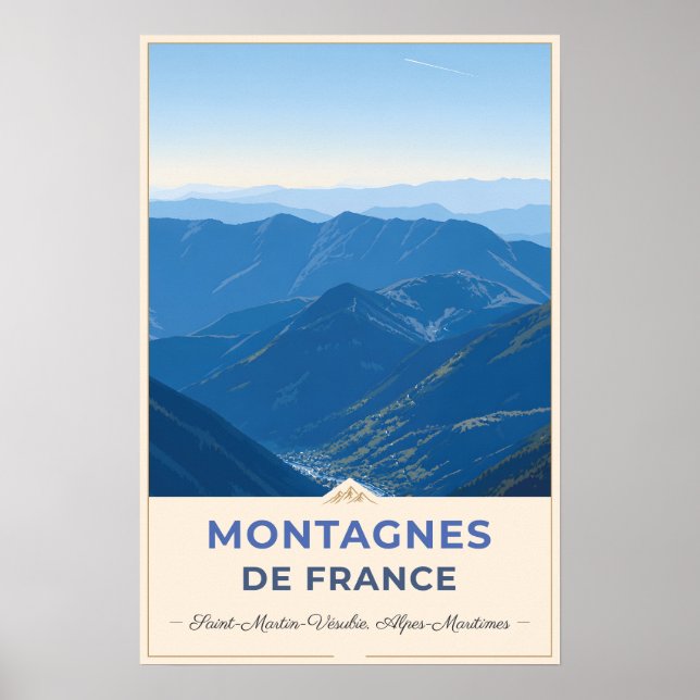 Poster Saint-Martin-Vésubie, France – Panoramic View (Frente)