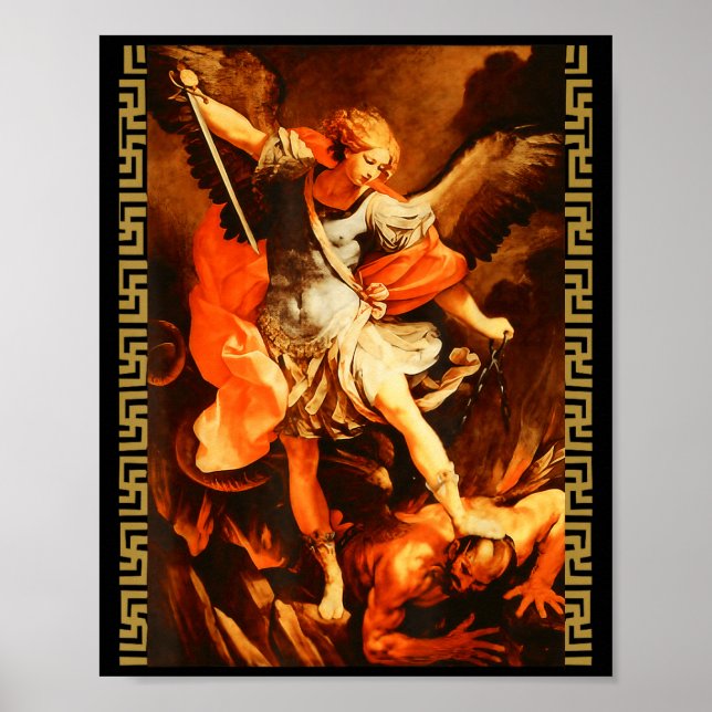 Poster Saint Michael Defeating Satan Archangel Warrior  (Frente)