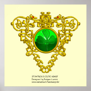 POSTER SAINT PATRICK'S CELTIC HEART, SHAMROCK