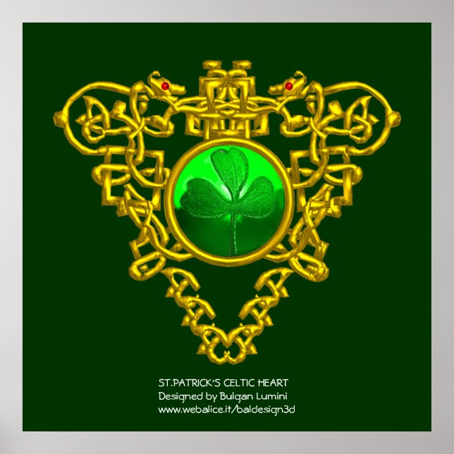 POSTER SAINT PATRICK'S CELTIC HEART, SHAMROCK (Frente)